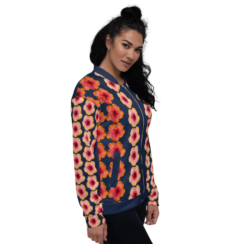 Purple Sky Orange Pink Floral Print Custom Created Bomber Jacket