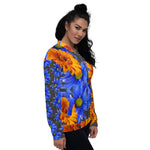 Purple Sky Custom Collection  Orange and Blue Unisex Bomber Jacket