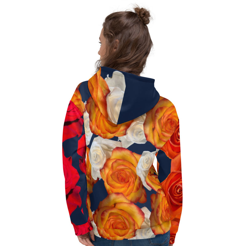 Purple Sky Red Orange Floral Print Unisex Hoodie