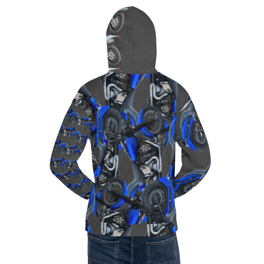 Purple Sky Blue and Charcoal Custom Designed Recycled Unisex Hoodie