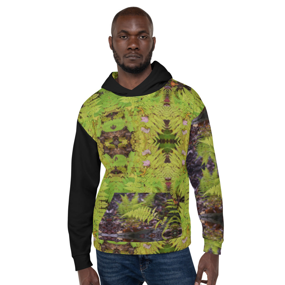 Purple Sky Green Fern Print Unisex Hoodie