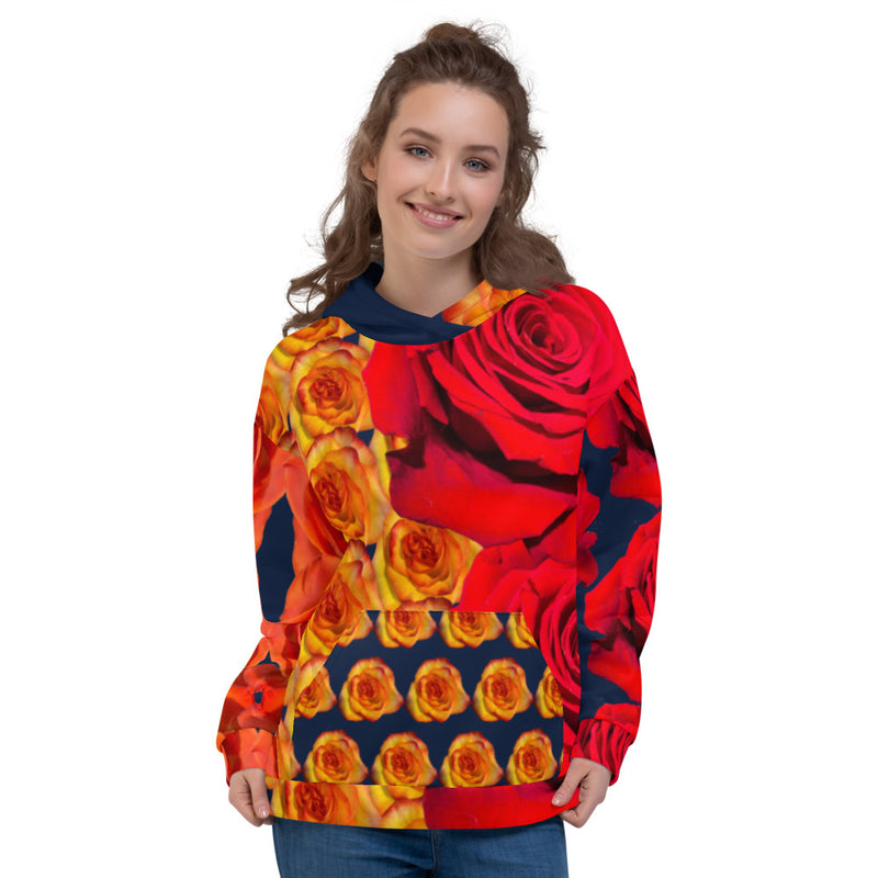 Purple Sky Red Orange Floral Print Unisex Hoodie