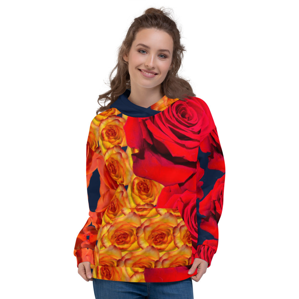 Purple Sky Red Orange Floral Print Unisex Hoodie