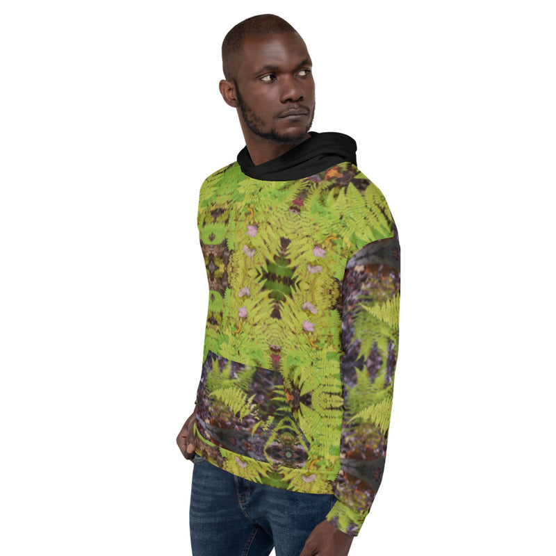 Purple Sky Green Fern Print Unisex Hoodie