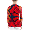 Purple Sky Red Orange Floral Print Women's Rash Guard