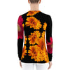 Purple Sky Orange Red Floral Print Women's Rash Guard