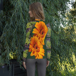 Purple Sky ORange Green Floral Print Women's Rash Guard