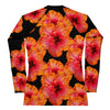 Purple Sky Orange Red Floral Print Women's Rash Guard