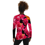 Purple Sky Red and Pink Floral Women's Rash Guard