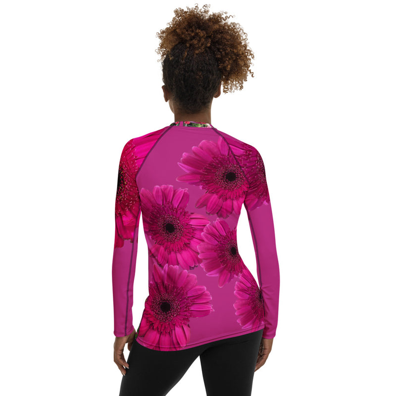 Purple Sky Pink Floral Women's Rash Guard