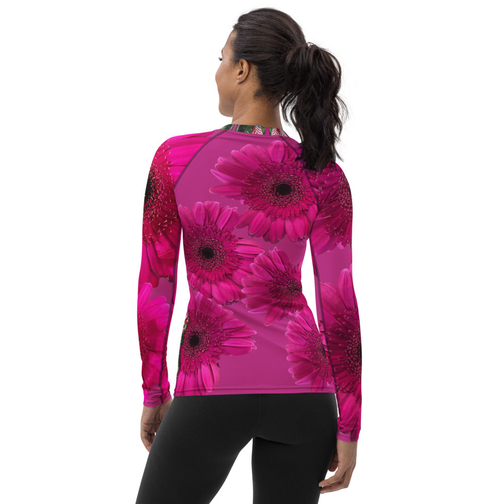 Purple Sky Stained Glass Fuschia Women's Rash Guard