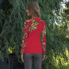 Purple Sky Red Mosaic Floral Women's Rash Guard