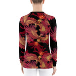 Women's Phoenix Motif Black Rash Guard