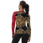 Women's Red Black and Gold Rash Guard