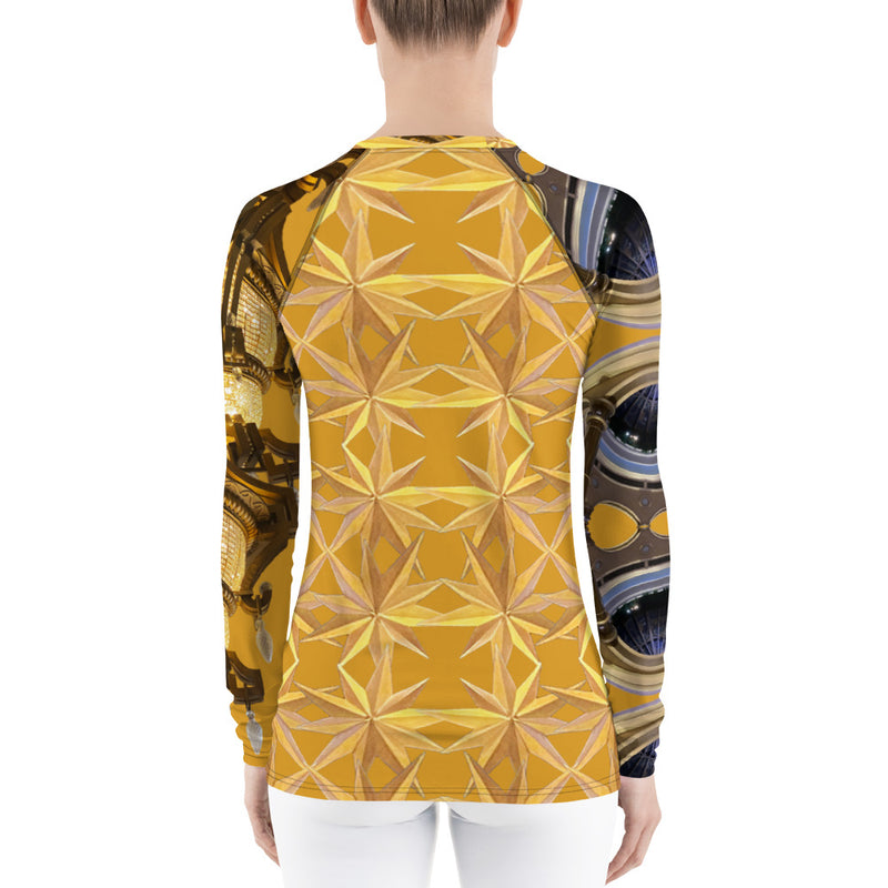 Women's Gold and Brown Rash Guard