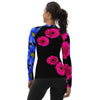 Women's Purple and Fuschia Floral Black Rash Guard