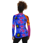 Women's Orange Purple and Pink Floral Rash Guard