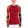 Purple Sky Red Orange Floral Print Women's Rash Guard