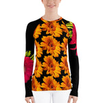 Purple Sky Orange Red Floral Print Women's Rash Guard