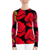 Purple Sky Red Floral Print Women's Rash Guard