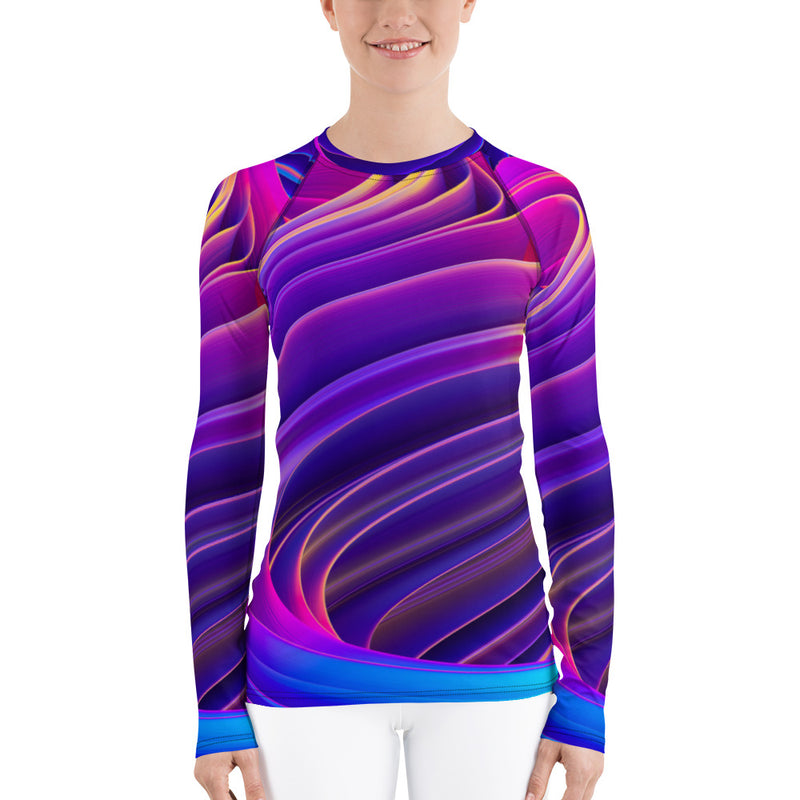 Purple Sky Women's Purple Swirl Design Rash Guard