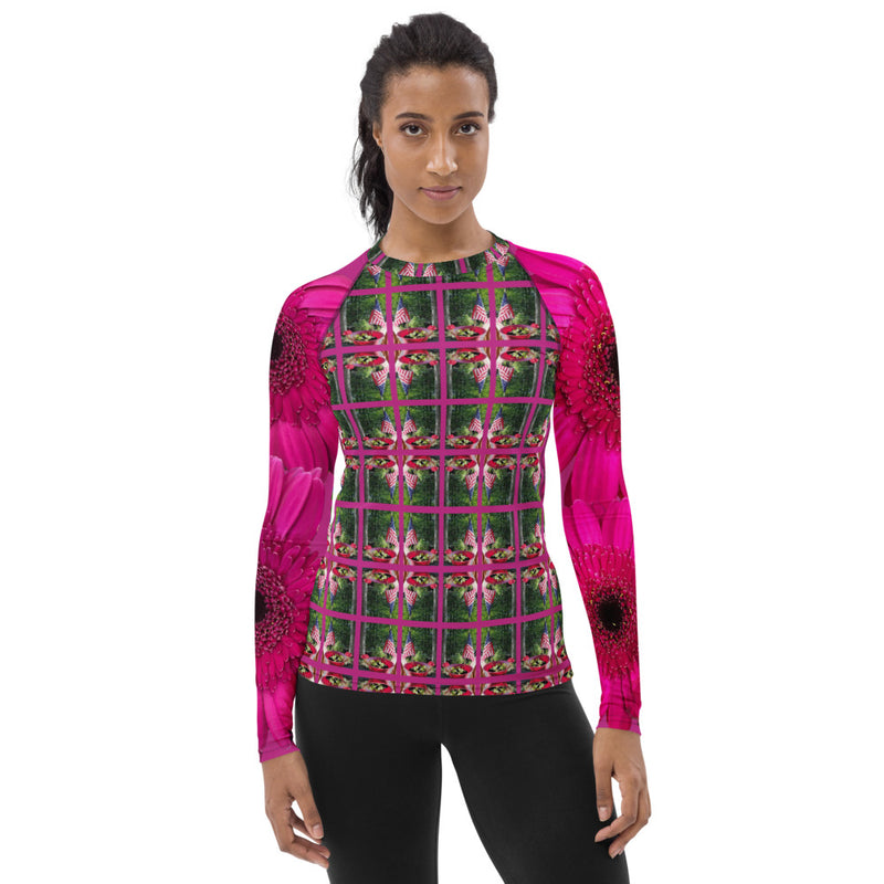 Purple Sky Stained Glass Fuschia Women's Rash Guard