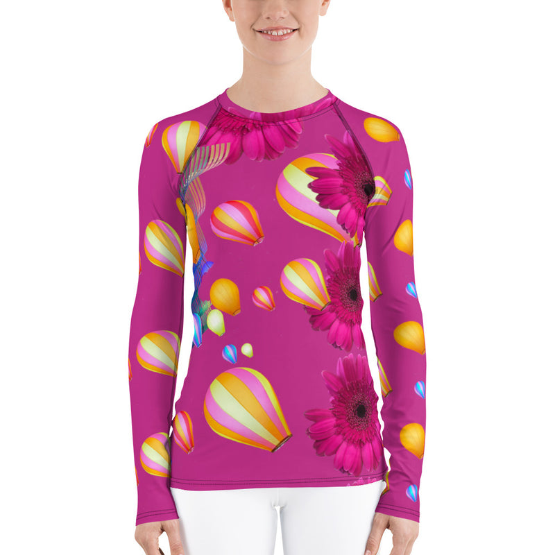 Purple Sky Light Hearted Pink Women's Rash Guard