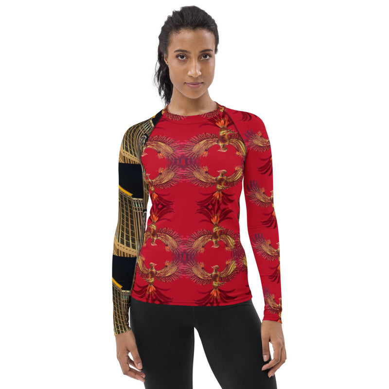 Women's Red Black and Gold Rash Guard