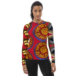 Women's Red Mosaic Rash Guard