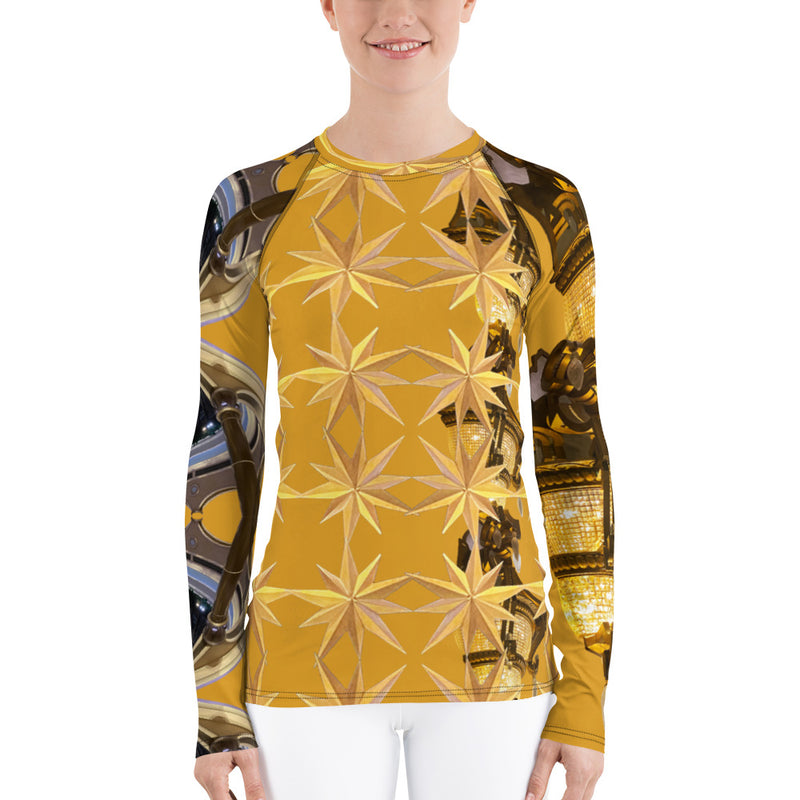 Women's Gold and Brown Rash Guard