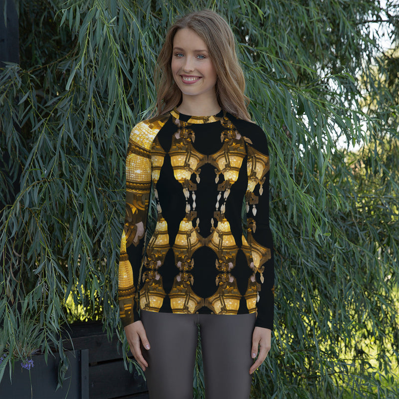 Women's Black and Gold Rash Guard