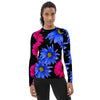 Women's Purple and Fuschia Floral Black Rash Guard