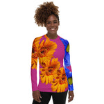 Women's Orange Purple and Pink Floral Rash Guard