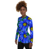 Purple Sky Designer Blue Floral Women's Rash Guard