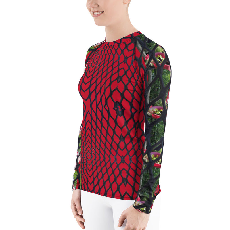 Purple Sky Red Spider Web Women's Rash Guard