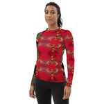 Women's Red Black and Gold Rash Guard