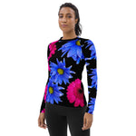 Women's Purple and Fuschia Floral Black Rash Guard