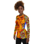 Women's Orange and Blue Floral Rash Guard