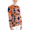 Purple Sky Women's Peach Floral Print Rash Guard