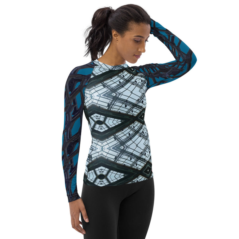 Purple Sky Blue Graphic Women's Rash Guard