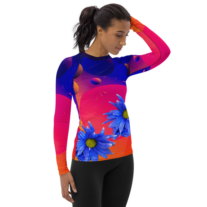 Purple Sky Women's Blue and Rose Rash Guard