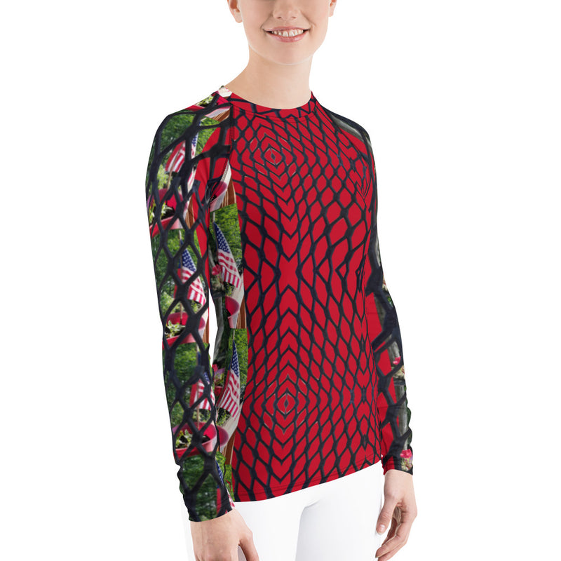 Purple Sky Red Spider Web Women's Rash Guard