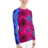 Purple Sky Blue anf Fuschia Floral Women's Rash Guard