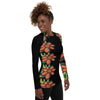 Purple Sky Black Mosaic Floral Women's Rash Guard