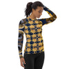 Women's Gold and Black Abstract Design Rash Guard