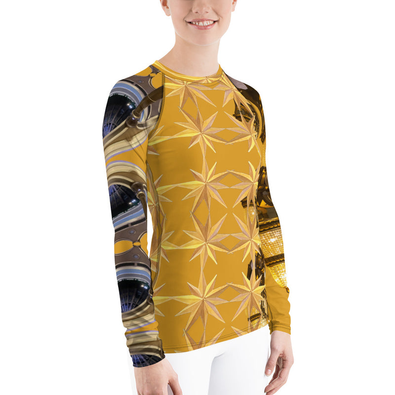 Women's Gold and Brown Rash Guard