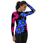 Women's Purple and Fuschia Floral Black Rash Guard