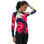 Women's Red White and Navy Floral Rash Guard