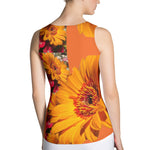 Purple Sky Orange Floral Print Structured Tank Top