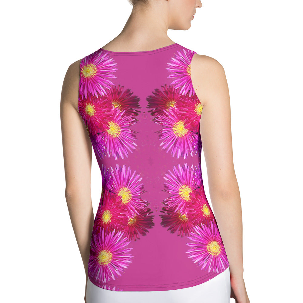 Purple Sky Fushia Floral Printed Structured Tank Top